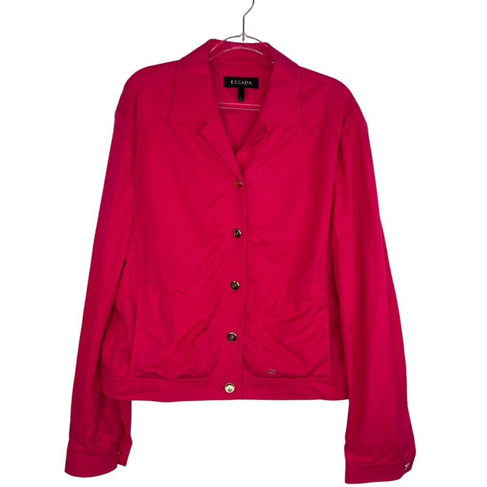 Escada Hot Pink Jacket Gold Buttons Size 44 = US 14
